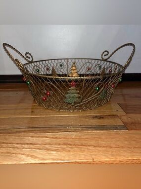 Vintage Christmas Wire Basket